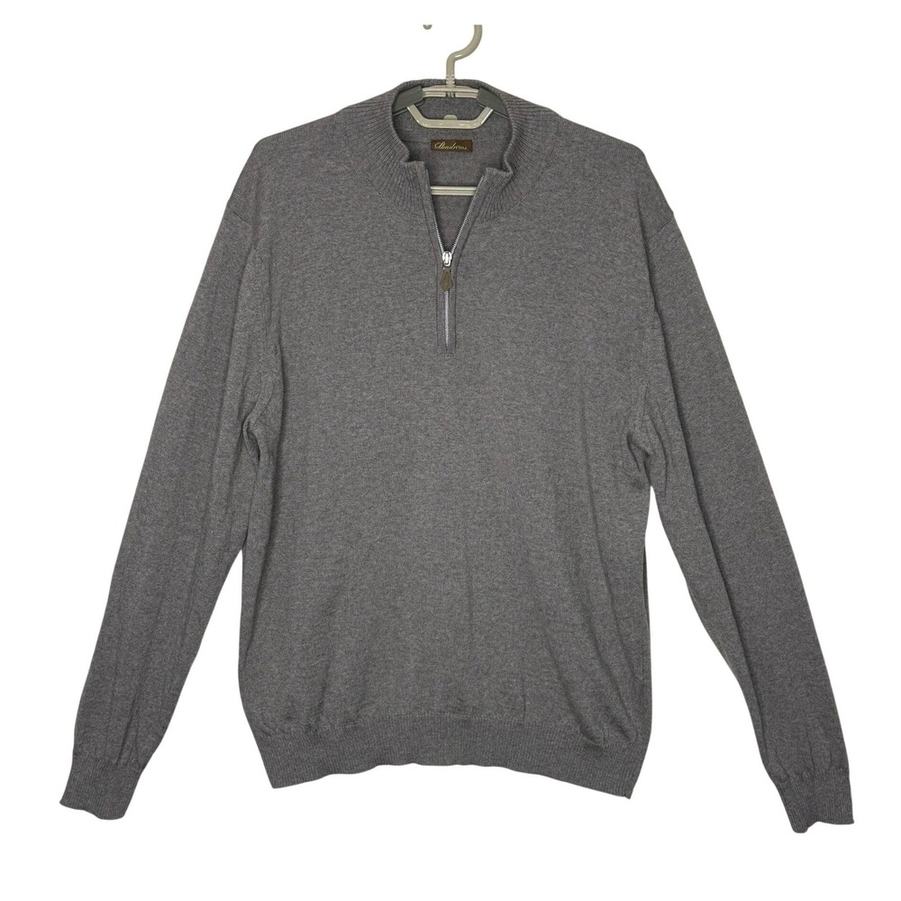 Stenstrom's Mens 100% Merino Wool Qtr Zip Sweater‎ Taupe Greige Neutral Size XXL